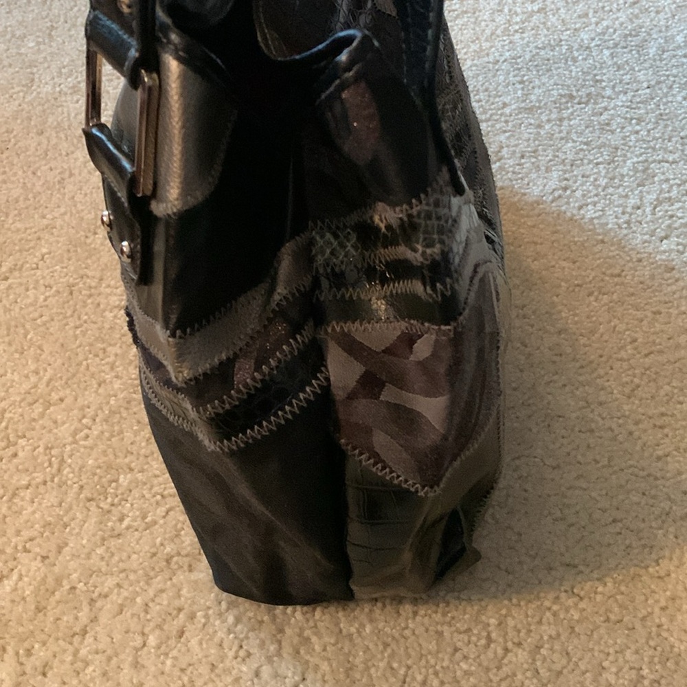 Rosetti Black,Silver And Gray Patchwork Handbag W… - image 4